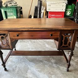 Antique Desk With Side Bookshelves