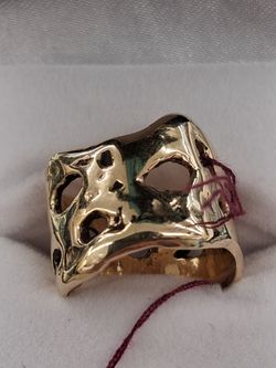 Free form ring, yellow gold, 14k, 8.4g, size: 5