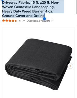 Driveway Fabric, 15 ft. x20 ft. Non-Woven Geotextile Landscaping, Heavy Duty Weed Barrier, 4 oz. Ground Cover and Drains