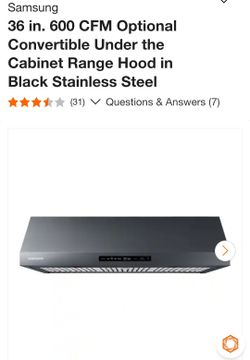 Samsung
36 in. 600 CFM Optional Convertible Under the Cabinet Range Hood in Black Stainless Steel