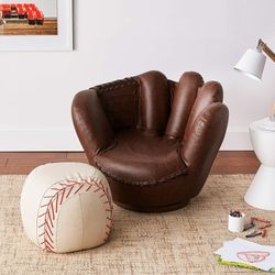 Baseball Glove Chair With Ottoman