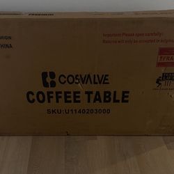 COSVALVE 43.3IN LED Black Coffee Tables for Living Room with 16 Colors LED Lights Modern Coffee Table with Storage Drawer Rectangle Center Table for H