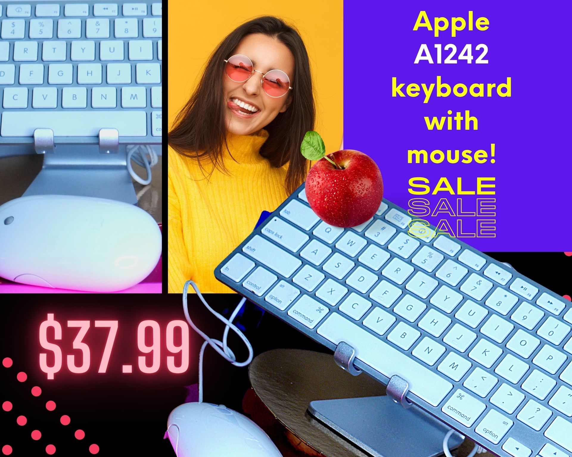 Apple A1242 wired compact Keyboard w/Mouse.