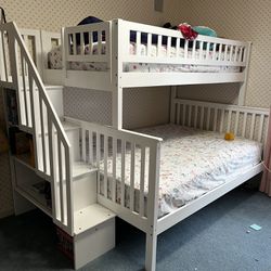  Kids Staircase Bunk Bed with Under Stair Storage