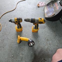 Dewalt Drill/impact/flashlight And 2 New Batteries 