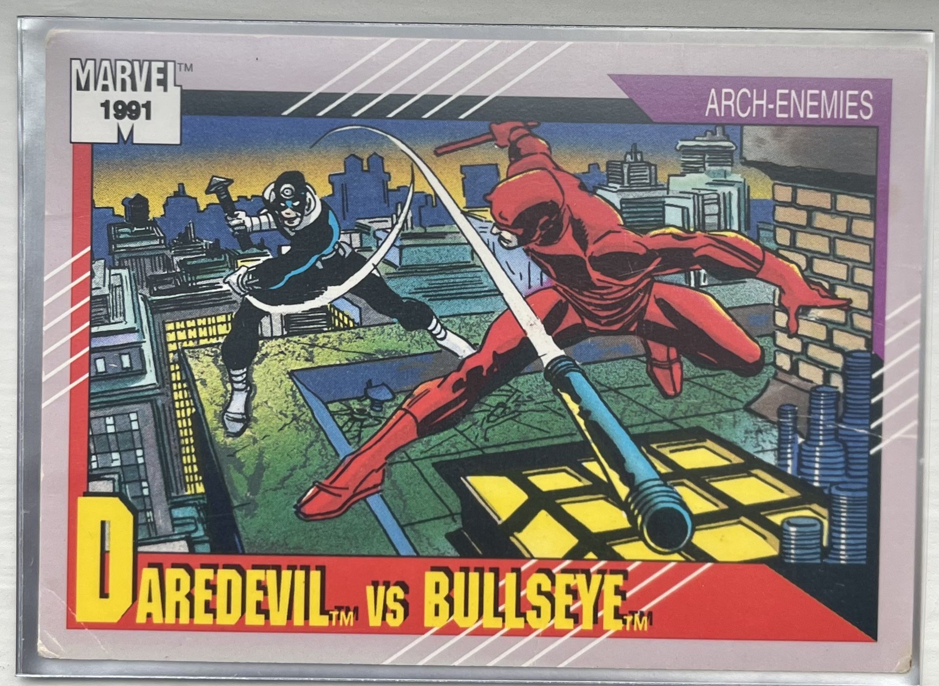 Daredevil Versus Bull’sEye Trading Card 1991