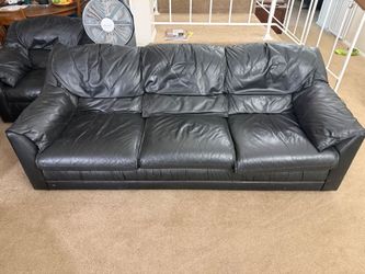 Black Leather Sofa, Loveseat, Chair & Ottoman Set