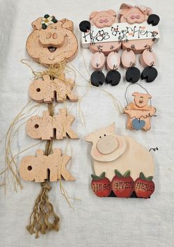 Wooden handprints Pig Hangings