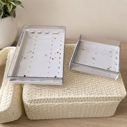 New Clear Plastic Storage Trays / Organizer Bins - 2 Pieces