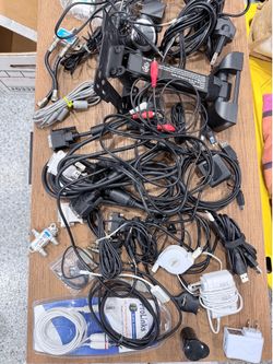 Box full of all sorts of cables & connectors - free