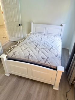 White full bed and mattress