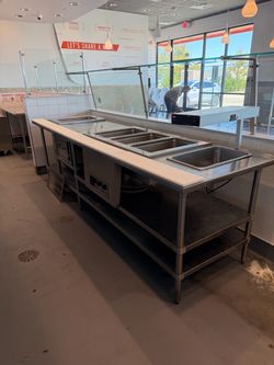 Hot warm commercial kitchen table