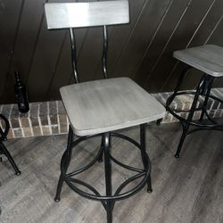 Adjustable Gray Barstool Chairs (3)