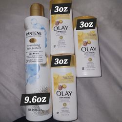 Pantene NUTRIENT BLENDS With HYALURONIC ACID SHAMPOO (9.6oz) & 3 Olay Travel Size Body Wash (3oz Bottles) For $10/$10 Por Los 4