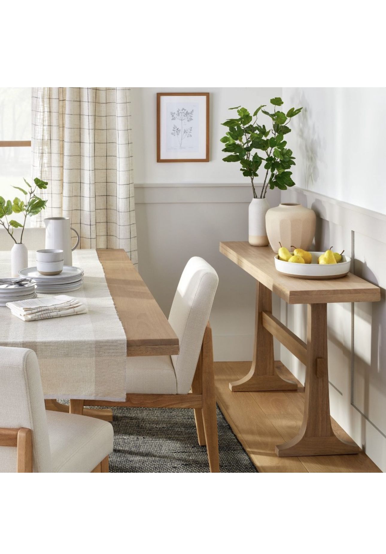 (NEW) Pedestal Wood Console Table - Natural - Hearth & Handâ„¢ with Magnolia