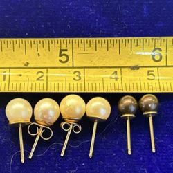Antique Real Pearl And 14k Gold Earrings 