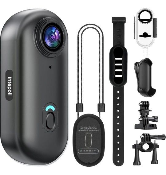 4K Mini Action Camera 128GB Thumb POV Portable Body Cam Wearable Video Recorder with IPX7 Waterproof Underwater Camcorder, Helmet Mount, Magnetic Spor
