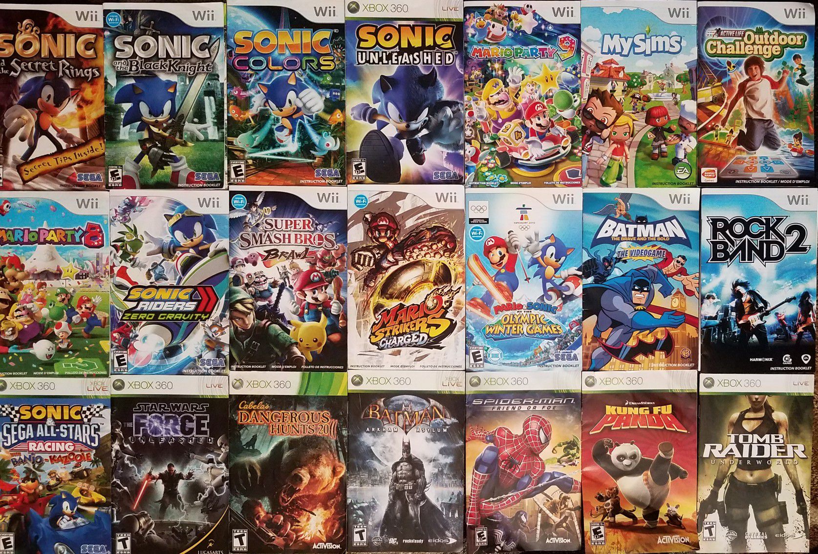 23 Wii Xbox Nintendo Game Instruction Booklet Manual 6 Sonic Rings Black Knight Unleashed Colors 5 Mario Party 8 9 Smash Strikers Star Wars