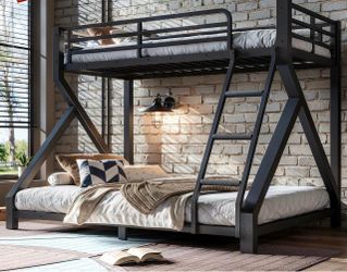Black Metal Twin Over Full Bunk Bed