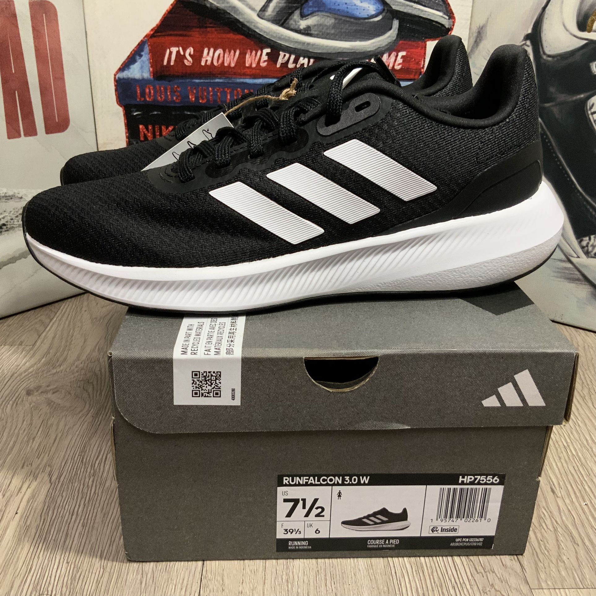 New Adidas Runfalcon 3.0 Running Sneakers Sizes 6.5, 7, 7.5, 8 & 8.5 Women HP7556 Black/White