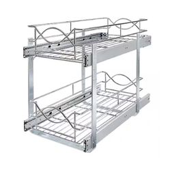 Home Decorators 11" Double Tier Chrome Wire Pull-Out Basket Cabinet Organizer