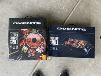 Ovente Electric Hotpot Grill & Indoor Grill Bundle