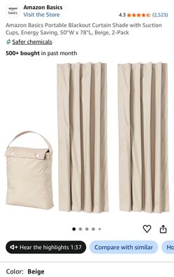 Amazon Basics Portable Blackout Curtain Shades 2-Pack