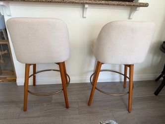 Set of 2 Upholstered Counter Height Bar Stools