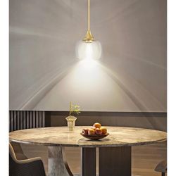 1 Light Hanging Indoor Kitchen Island Pendant Ceiling Light 8.2" Drum Clear Glass S036