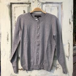 Heather Grey Cardigan With Pearl Buttons