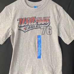 New Little Boys Size 4-5 Heather Gray USA Eagles 76 Short Sleeve Tee Shirt