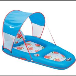 Aqua Ultimate Sunshade Recliner Pool Lounge – Watermelon Canopy Float