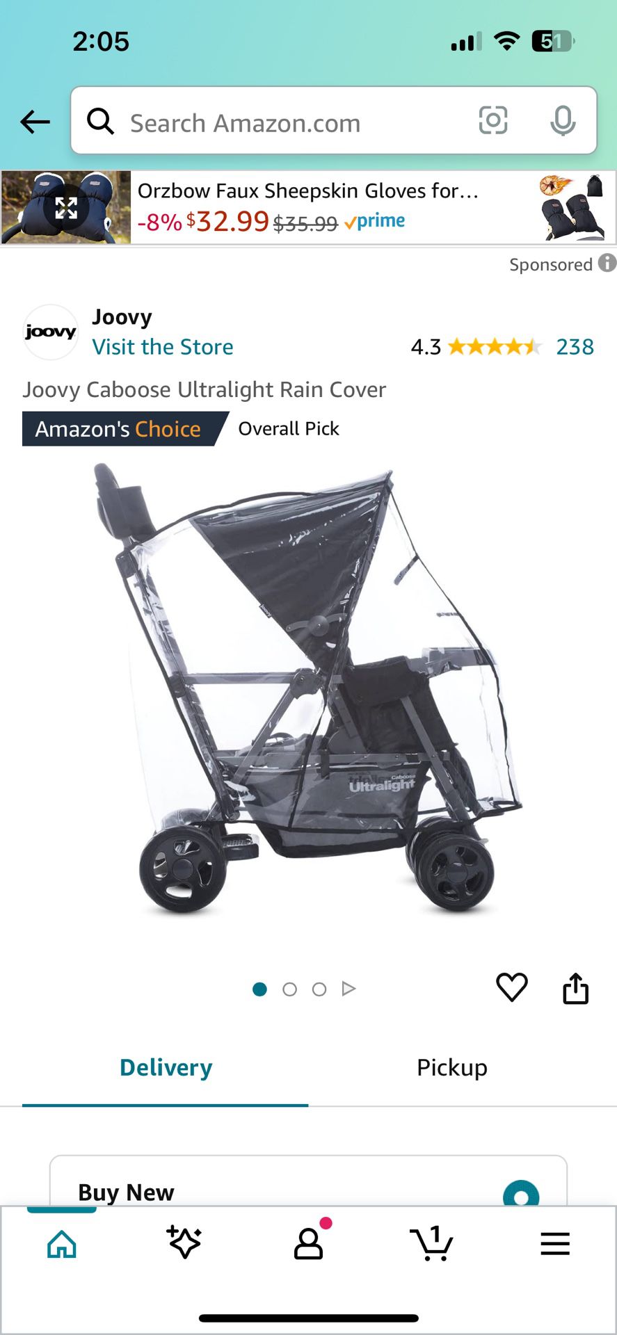 New Rain Cover For Joovy Caboose Stroller 