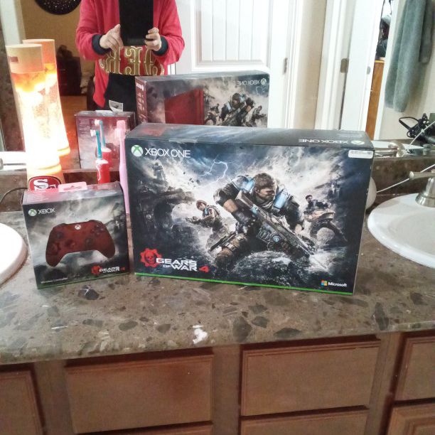 Xbox One Gears 4 Factory Sealed Unopened Rare With Sealed Unopened Extra Controller 