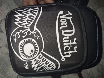 Von Dutch Black Crossbody Bag with Classic Flying Eyeball Logo
