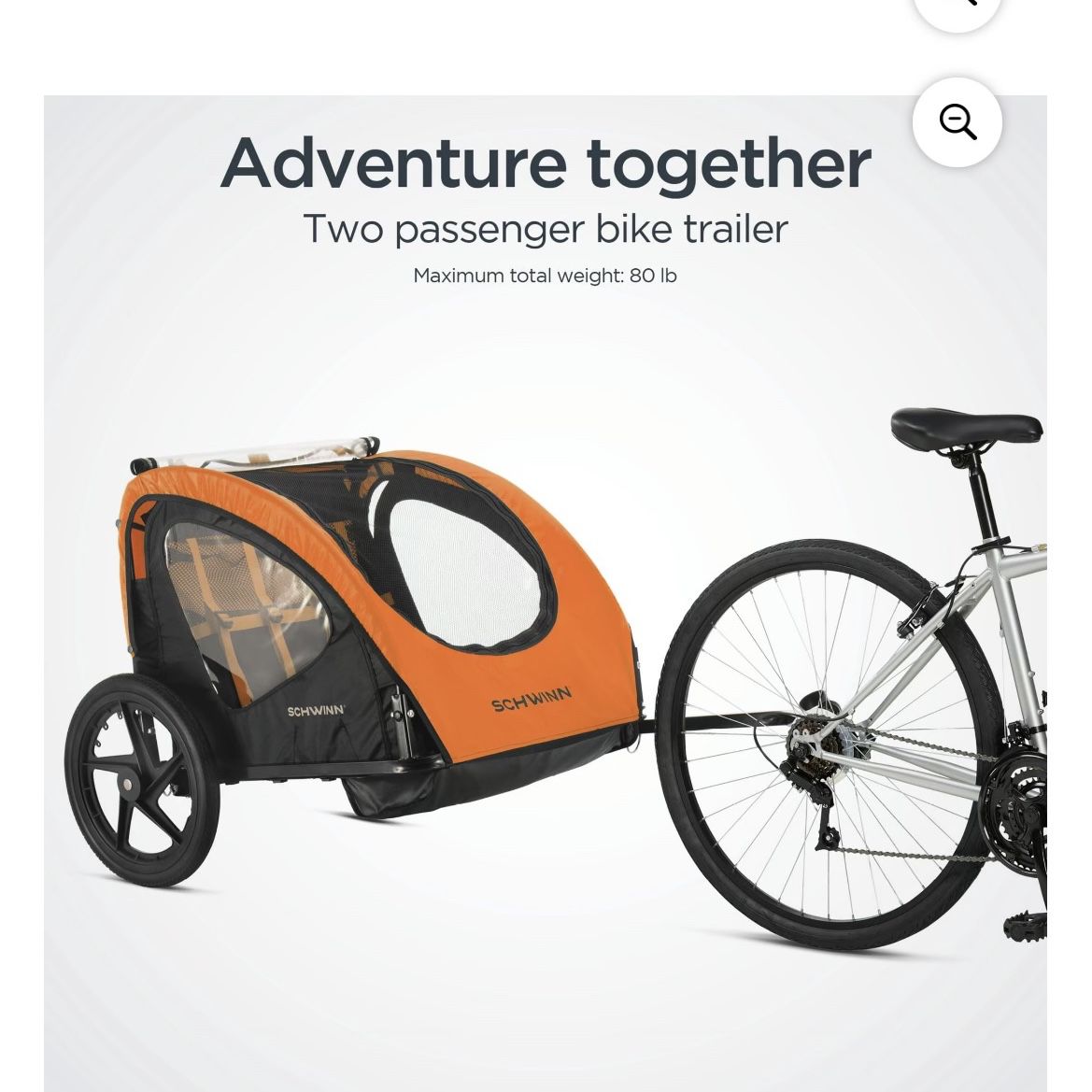 Schwinn Prescott Bike Trailer - Orange & Black 2 Seater