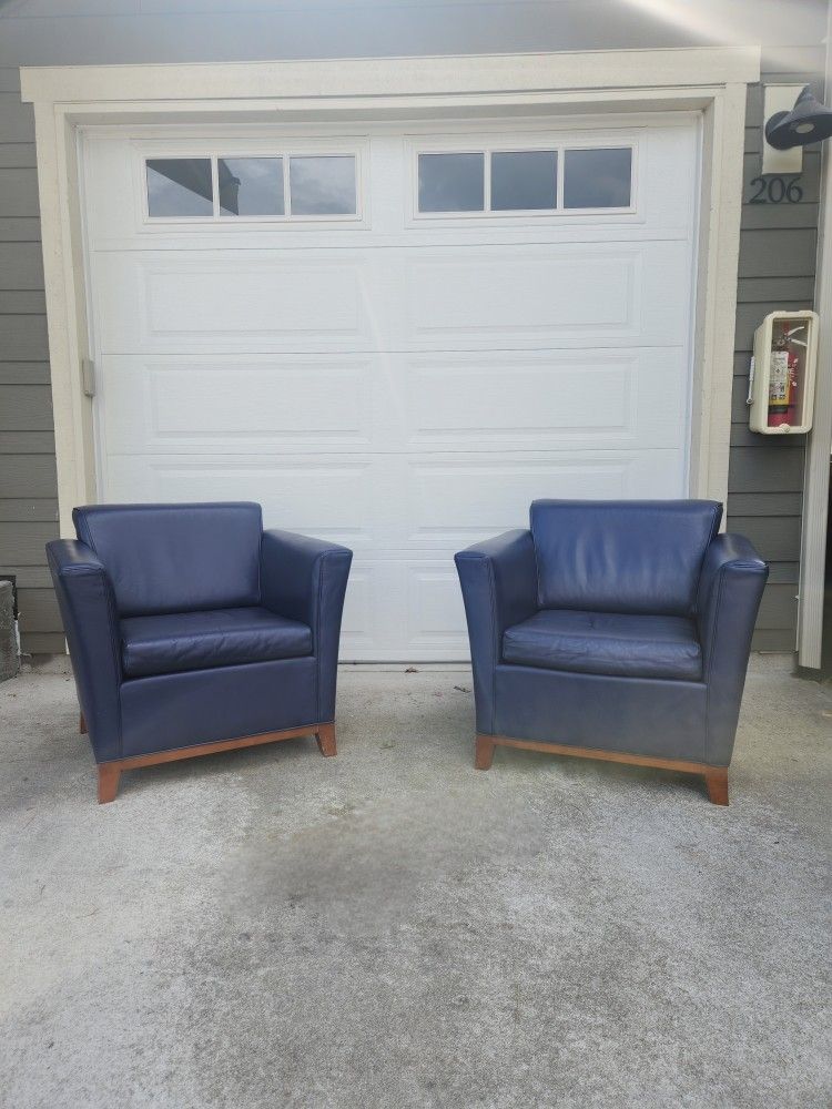 Matching Leather Armchairs 