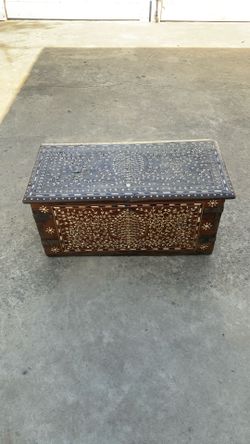 Antique Inlaid Wooden Chest