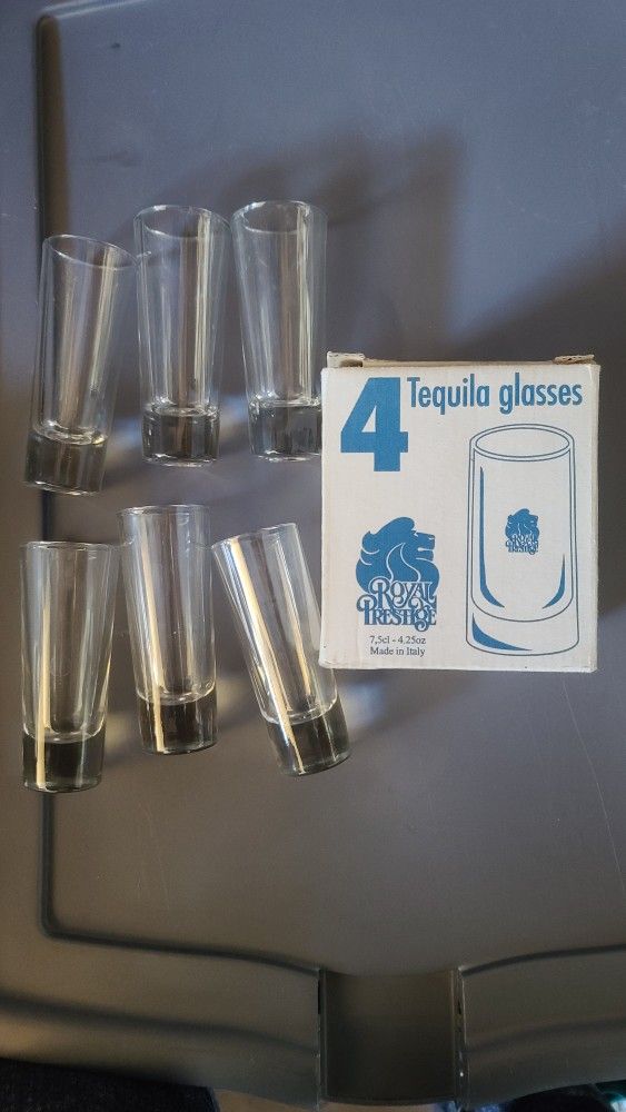Royal Prestige Tequila Glasses (New) And 6 More Good Quality Tequila Glasses ( Used, Like New) All For $25. Check Out My Other Offers.