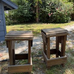 2 Heavy Duty Teak Barstools 