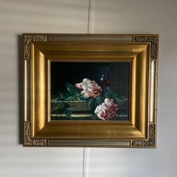 Gorgeous Oil On Canvas, Signed. Beautiful, heavy wood, gilded frame. This is my lowest price