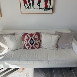 Genuine, white leather couch