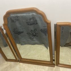 Oak Wall Mirrors Three Piece 