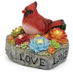 Solar Cardinal Memorial Statue, When Cardinals Appear Angels are Near Red Bird with Glowing Succulents, Sympathy Gifts for Loss of Loved One, Garden D