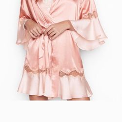 Victorias Secret Flounce Satin Robe 