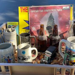 Vintage Mugs, Bottles, Toy Cars, Records