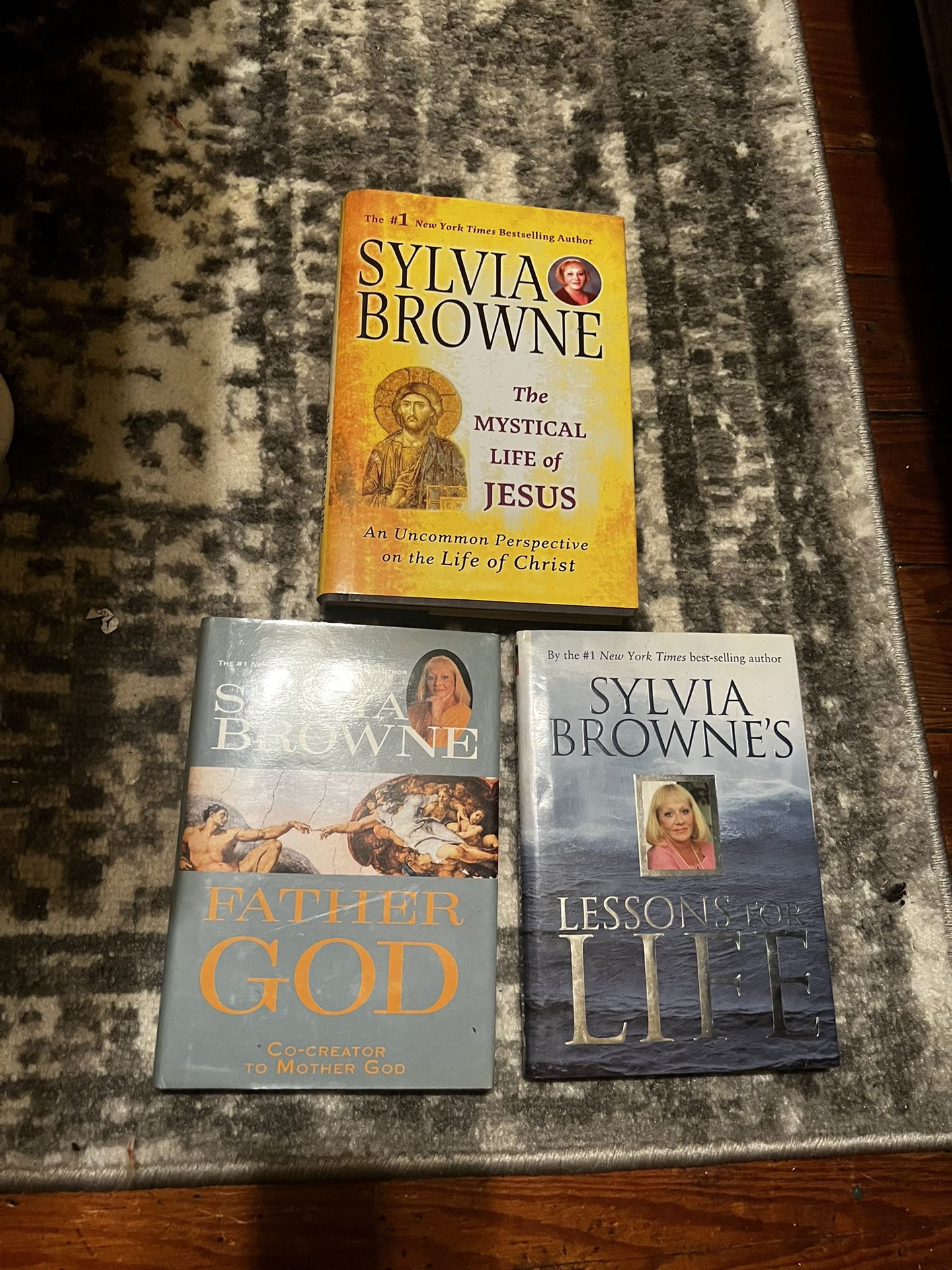 3 SYLVIA BROWNE Hardcover Books: THE MYSTICAL LIFE OF JESUS, FATHER GOD, & LESSONS FOR LIFE 