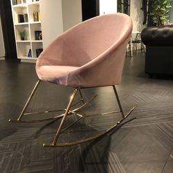 Art Deco Pink Gold Rocking Chair Vintage 1920s Mid-Century Modern