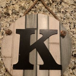 Large Thick Wooden Material W/multiple Colors As& Carved Details W/ Letter K