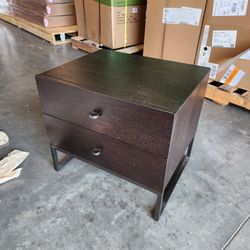 Modern Dark Wood 2-Drawer Nightstand / End Table